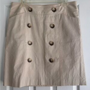 Ann Taylor Light Tan Double-Breasted A-Line Skirt Lined